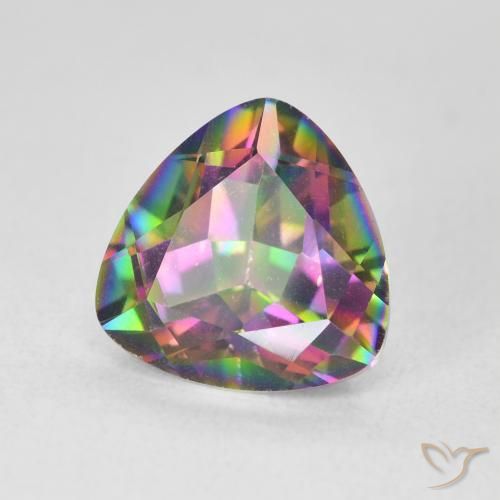 2.62 ct Multicolor Mystic Quartz Stone, Natural Mystic Quartz in Trillion Facet Shape for Sale