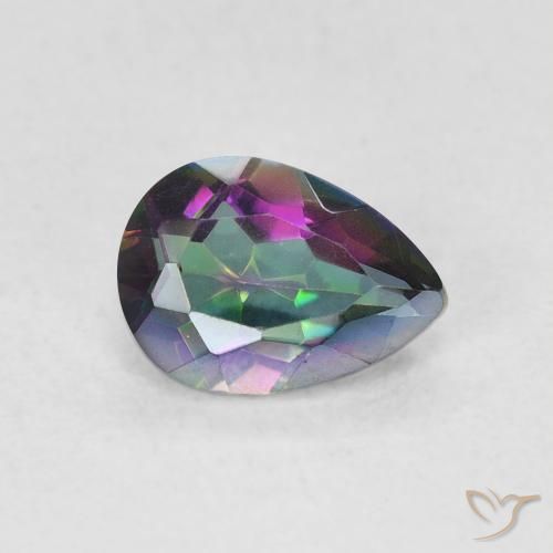0.66 ct Multicolor Mystic Quartz Stone, Natural Mystic Quartz in Pear Facet Shape for Sale
