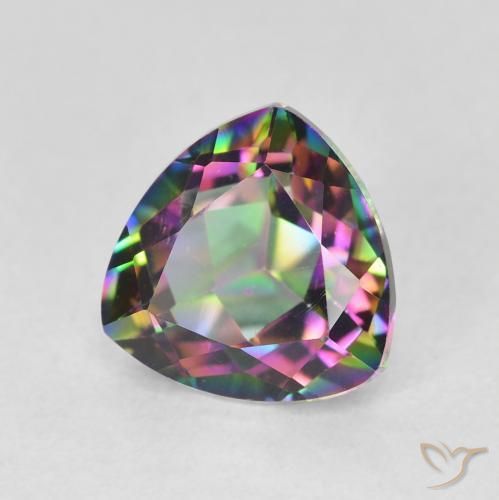 1.75 ct Multicolor Mystic Quartz Stone, Natural Mystic Quartz in Trillion Facet Shape for Sale