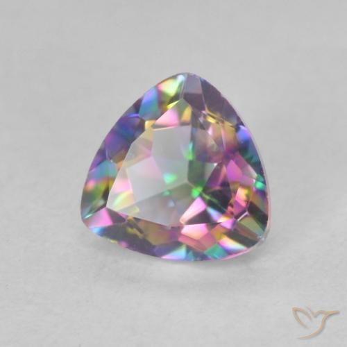 0.77 ct Multicolor Mystic Quartz Stone, Natural Mystic Quartz in Trillion Facet Shape for Sale