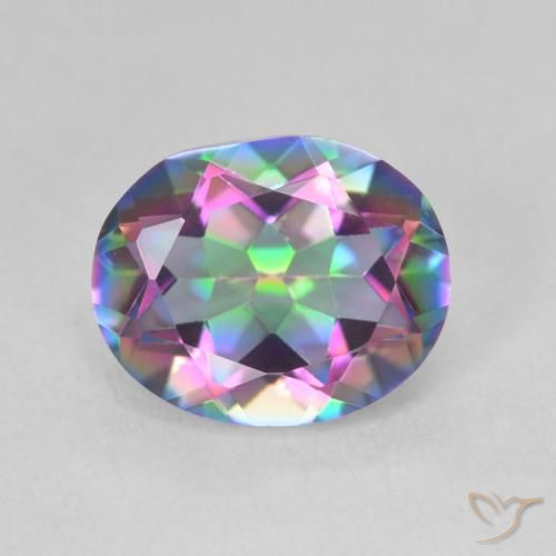 3.22 ct Multicolor Mystic Quartz Gemstone, Mystic Quartz Gem in Oval Facet Shape for Sale.