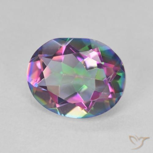 3.22 ct Multicolor Mystic Quartz Stone, Natural Mystic Quartz in Oval Facet Shape for Sale