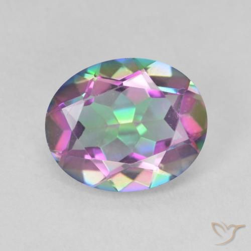 3.08 ct Multicolor Mystic Quartz Gemstone, Mystic Quartz Gem in Oval Facet Shape for Sale.