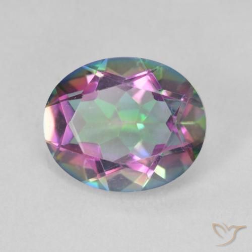 3.08 ct Multicolor Mystic Quartz Stone, Natural Mystic Quartz in Oval Facet Shape for Sale