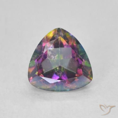 0.74 ct Multicolor Mystic Quartz Gemstone, Mystic Quartz Gem in Trillion Facet Shape for Sale.