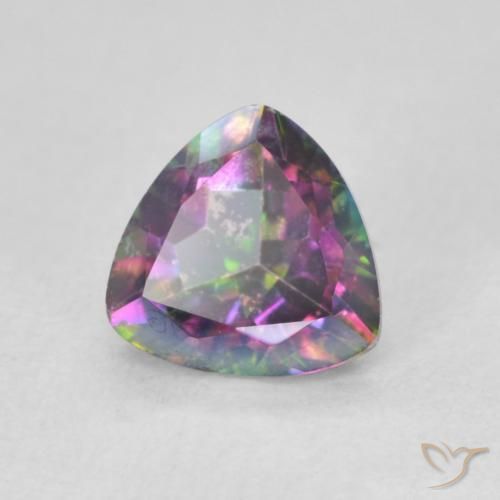 0.74 ct Multicolor Mystic Quartz Stone, Natural Mystic Quartz in Trillion Facet Shape for Sale