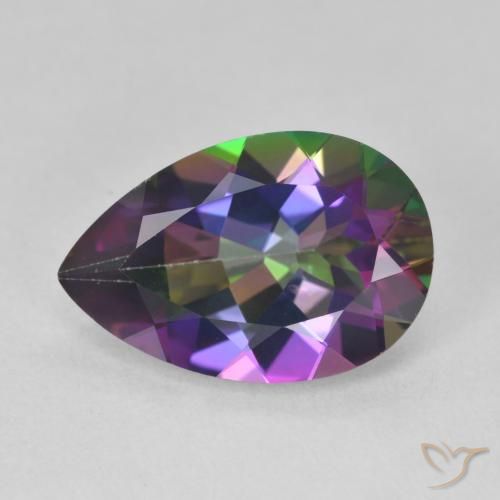 6.06ct Natural Multicolor Mystic Quartz, Pear Shape, VVS-VS