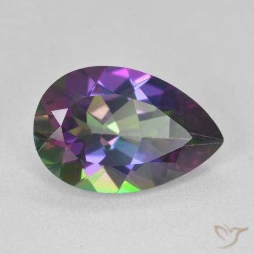6.06 ct Multicolor Mystic Quartz Stone, Natural Mystic Quartz in Pear Facet Shape for Sale