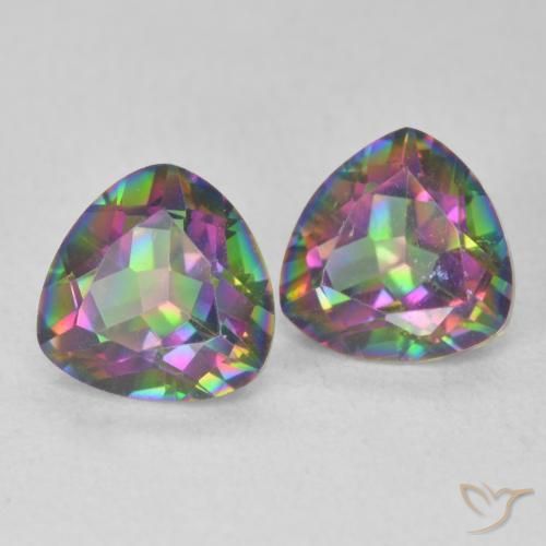 2.28 ctw Multicolor Mystic Quartz Stones, Natural Mystic Quartz in Trillion Facet Shape for Sale