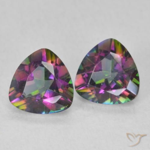 1.40 ctw Multicolor Mystic Quartz Stones, Natural Mystic Quartz in Trillion Facet Shape for Sale