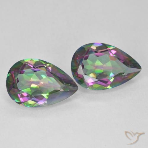 5.76 ctw Multicolor Mystic Quartz Stones, Natural Mystic Quartz in Pear Facet Shape for Sale