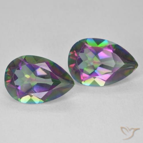 5.80 ctw Multicolor Mystic Quartz Stones, Natural Mystic Quartz in Pear Facet Shape for Sale