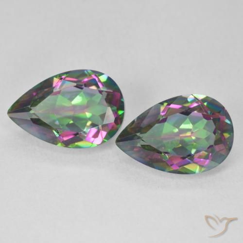 5.73 ctw Multicolor Mystic Quartz Gemstones, Mystic Quartz Gems in Pear Facet Shape for Sale.
