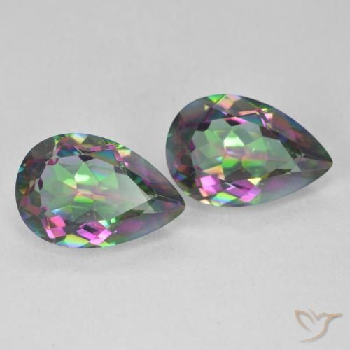 5.73 ctw Multicolor Mystic Quartz Stones, Natural Mystic Quartz in Pear Facet Shape for Sale