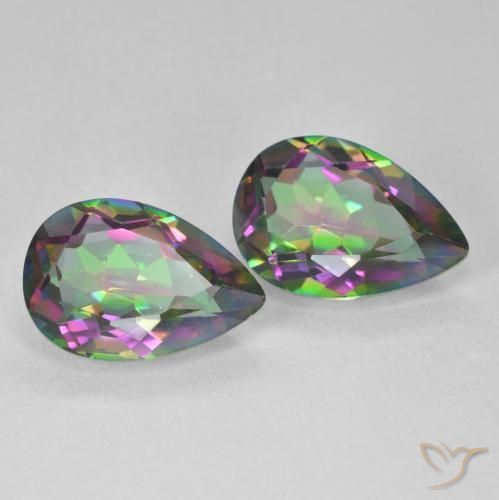 6.06 ctw Multicolor Mystic Quartz Stones, Natural Mystic Quartz in Pear Facet Shape for Sale