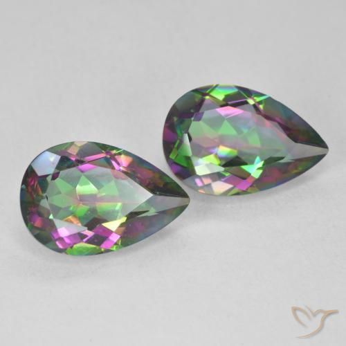 6.05 ctw Multicolor Mystic Quartz Stones, Natural Mystic Quartz in Pear Facet Shape for Sale