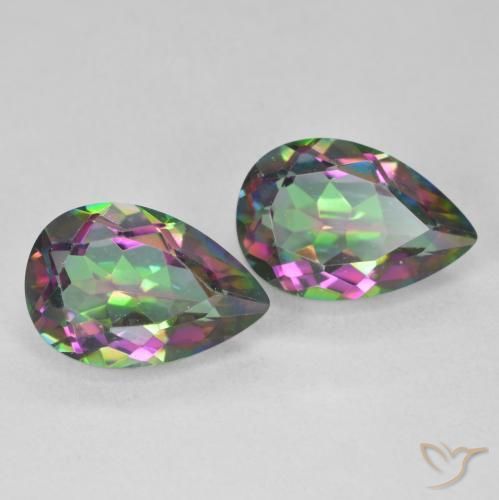 6.20 ctw Multicolor Mystic Quartz Stones, Natural Mystic Quartz in Pear Facet Shape for Sale