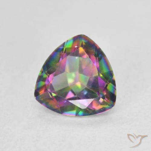 1.07 ct Multicolor Mystic Quartz Stone, Natural Mystic Quartz in Trillion Facet Shape for Sale