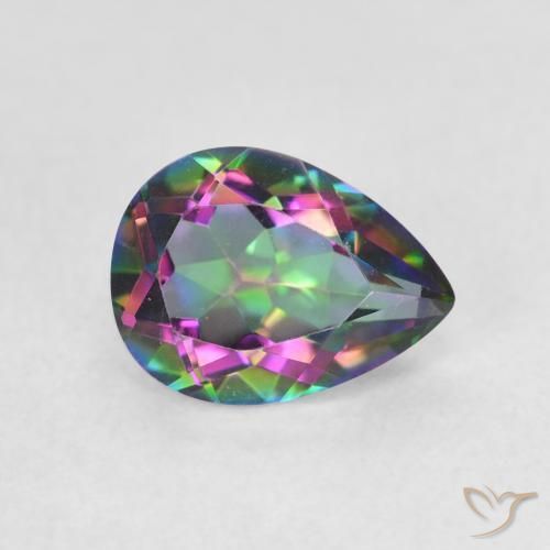 1.09 ct Multicolor Mystic Quartz Stone, Natural Mystic Quartz in Pear Facet Shape for Sale