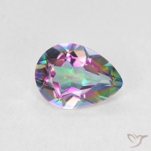 0.93 ct Multicolor Mystic Quartz Stone, Natural Mystic Quartz in Pear Facet Shape for Sale