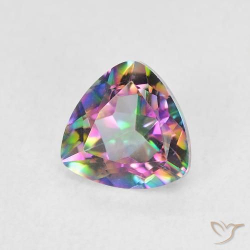 0.75 ct Multicolor Mystic Quartz Stone, Natural Mystic Quartz in Trillion Facet Shape for Sale