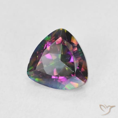 0.75 ct Multicolor Mystic Quartz Stone, Natural Mystic Quartz in Trillion Facet Shape for Sale