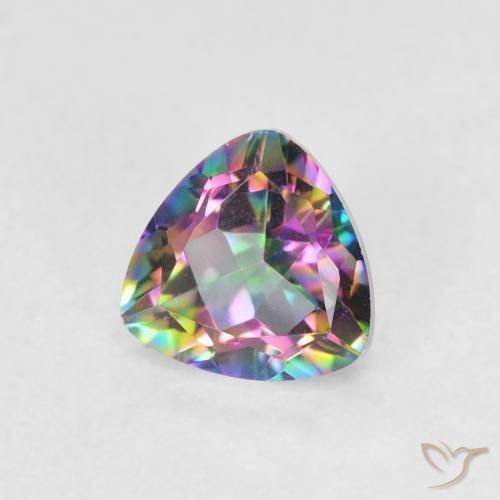 0.77 ct Multicolor Mystic Quartz Stone, Natural Mystic Quartz in Trillion Facet Shape for Sale