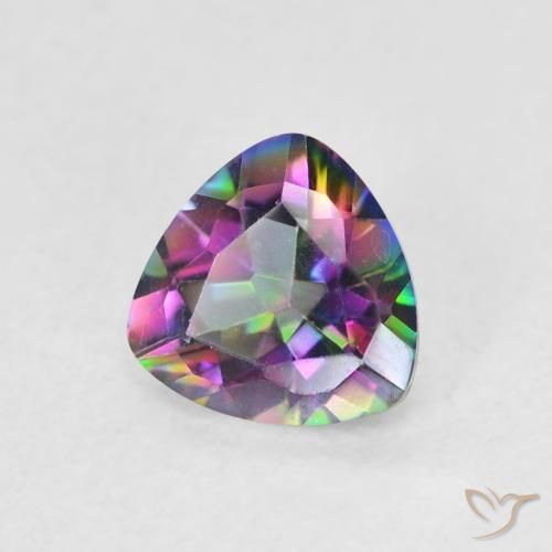 0.64 ct Multicolor Mystic Quartz Stone, Natural Mystic Quartz in Trillion Facet Shape for Sale