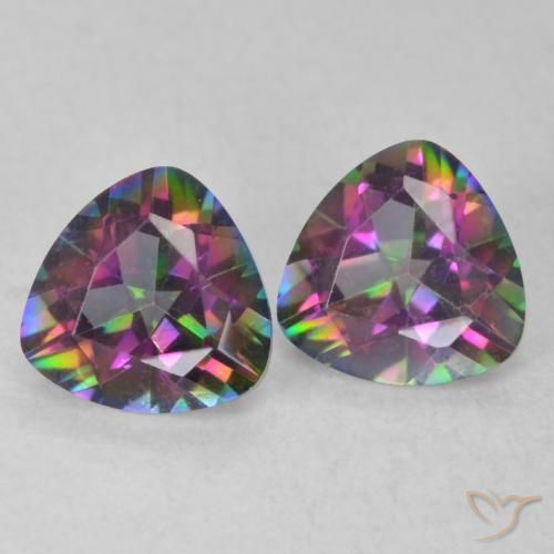 1.40 ctw Multicolor Mystic Quartz Stones, Natural Mystic Quartz in Trillion Facet Shape for Sale