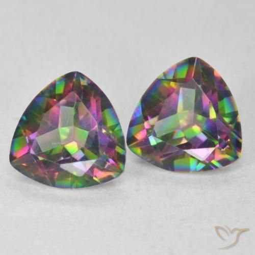 2.23 ctw Multicolor Mystic Quartz Stones, Natural Mystic Quartz in Trillion Facet Shape for Sale