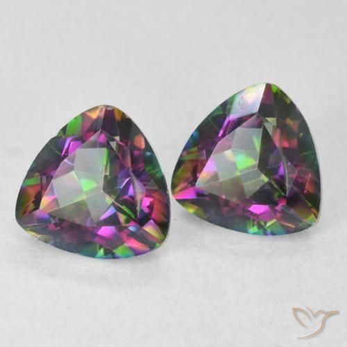 1.48 ctw Multicolor Mystic Quartz Stones, Natural Mystic Quartz in Trillion Facet Shape for Sale