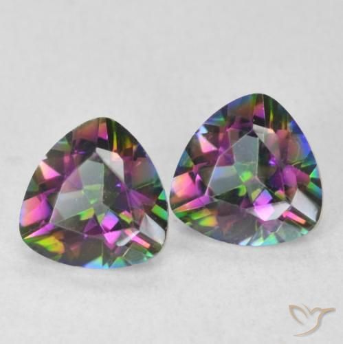 1.40 ctw Multicolor Mystic Quartz Stones, Natural Mystic Quartz in Trillion Facet Shape for Sale