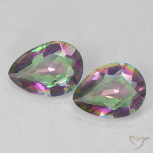 1.61 ctw Multicolor Mystic Quartz Stones, Natural Mystic Quartz in Pear Facet Shape for Sale
