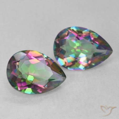 2.08 ctw Multicolor Mystic Quartz Stones, Natural Mystic Quartz in Pear Facet Shape for Sale