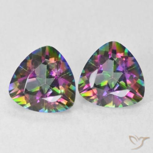 1.41 ctw Multicolor Mystic Quartz Stones, Natural Mystic Quartz in Trillion Facet Shape for Sale