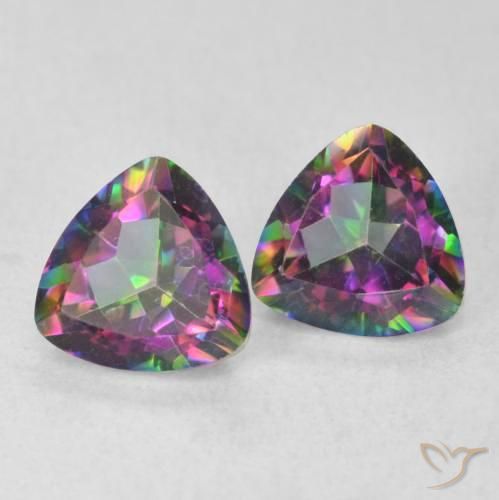 1.49 ctw Multicolor Mystic Quartz Stones, Natural Mystic Quartz in Trillion Facet Shape for Sale