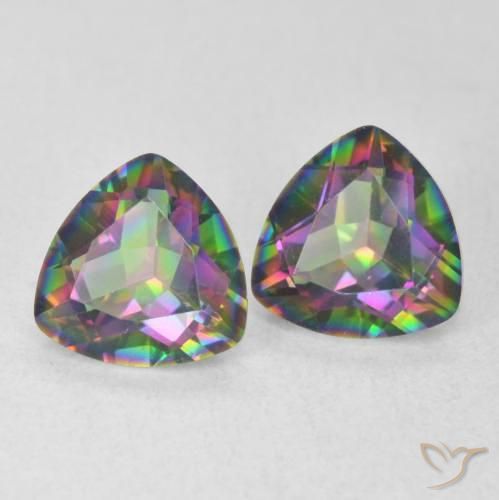 2.22 ctw Multicolor Mystic Quartz Stones, Natural Mystic Quartz in Trillion Facet Shape for Sale