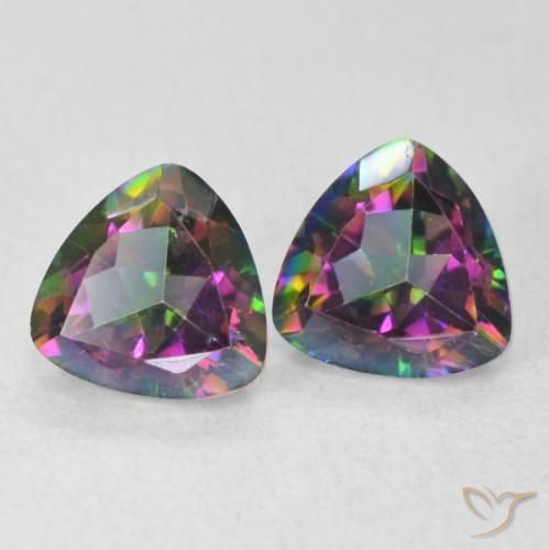 1.46 ctw Multicolor Mystic Quartz Stones, Natural Mystic Quartz in Trillion Facet Shape for Sale