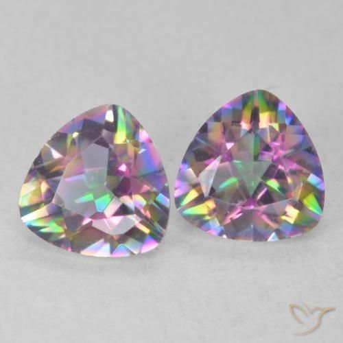 1.35 ctw Multicolor Mystic Quartz Stones, Natural Mystic Quartz in Trillion Facet Shape for Sale