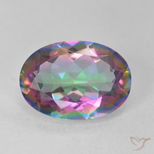 5.17 ct Multicolor Mystic Quartz Gemstone, Mystic Quartz Gem in Oval Facet Shape for Sale.