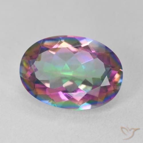 5.17 ct Multicolor Mystic Quartz Stone, Natural Mystic Quartz in Oval Facet Shape for Sale