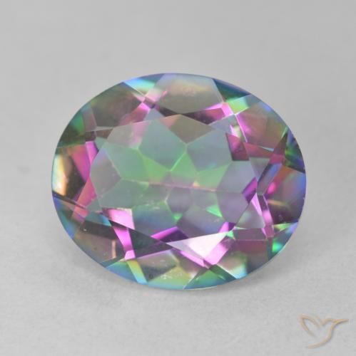 5.49 ct Multicolor Mystic Quartz Stone, Natural Mystic Quartz in Oval Facet Shape for Sale
