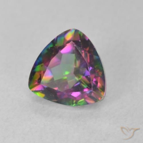 0.76 ct Multicolor Mystic Quartz Stone, Natural Mystic Quartz in Trillion Facet Shape for Sale