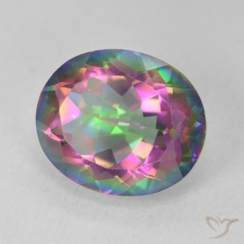 6.03 ct Multicolor Mystic Quartz Stone, Natural Mystic Quartz in Oval Facet Shape for Sale