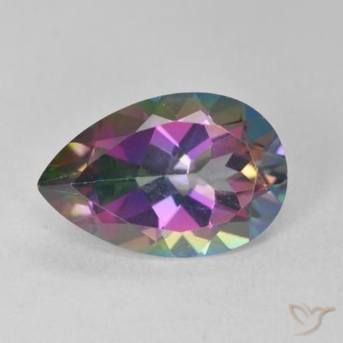 6.62ct Natural Multicolor Mystic Quartz, Pear Shape, VVS