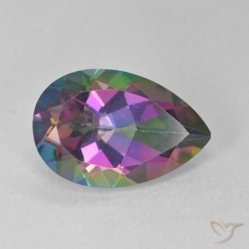 6.62 ct Multicolor Mystic Quartz Stone, Natural Mystic Quartz in Pear Facet Shape for Sale