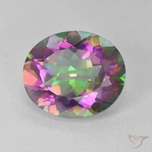 5.14 ct Multicolor Mystic Quartz Stone, Natural Mystic Quartz in Oval Facet Shape for Sale