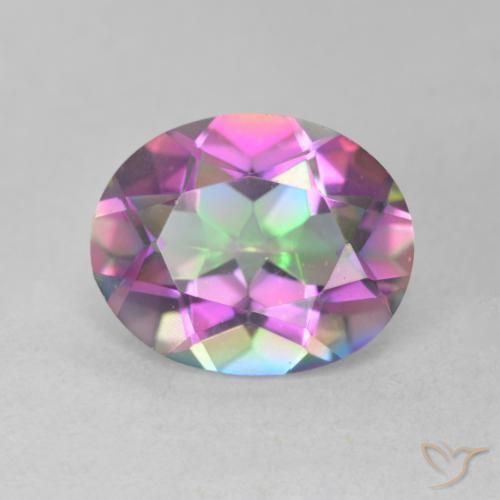 3.15 ct Multicolor Mystic Quartz Stone, Natural Mystic Quartz in Oval Facet Shape for Sale