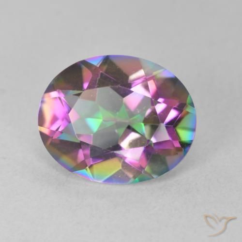 3.16 ct Multicolor Mystic Quartz Stone, Natural Mystic Quartz in Oval Facet Shape for Sale