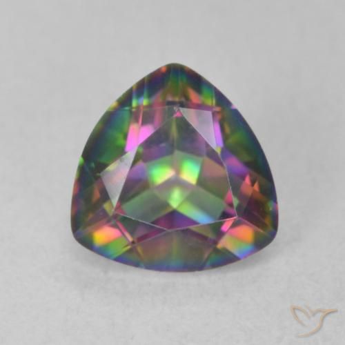 1.12 ct Multicolor Mystic Quartz Gemstone, Mystic Quartz Gem in Trillion Facet Shape for Sale.